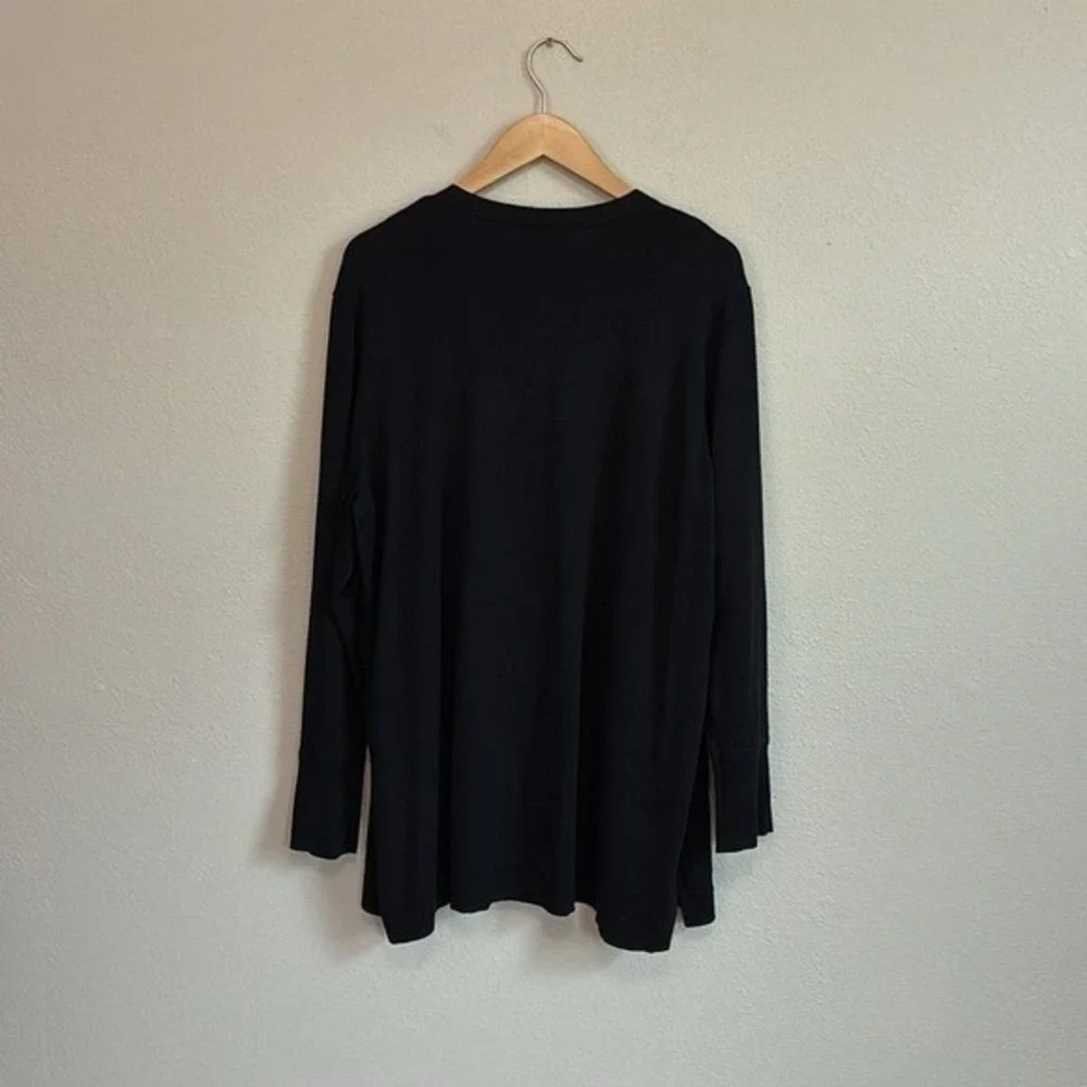 CHICO'S XL Black Longline Open Front Knit Cardigan Jacket Office Career Corpgore